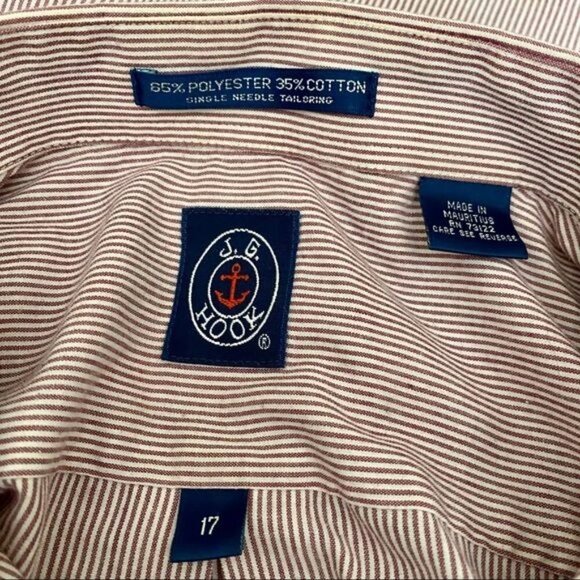 J G Hook Short Sleeve Button Down Shirt Neck Size 17 - Picture 5 of 6
